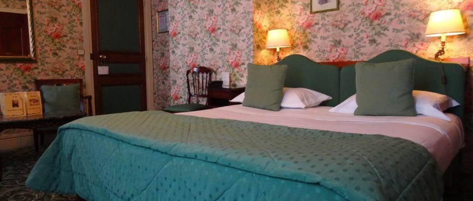 A double bedroom at Grand Hotel des Templiers, Reims, Champagne, France