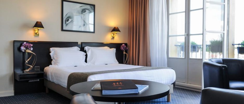 A double bedroom at Grand Hotel, Strasbourg, France