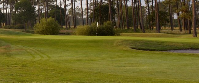 Approaching the green at Gujan-Mestras Golf Club, close to Bordeaux in south-west France