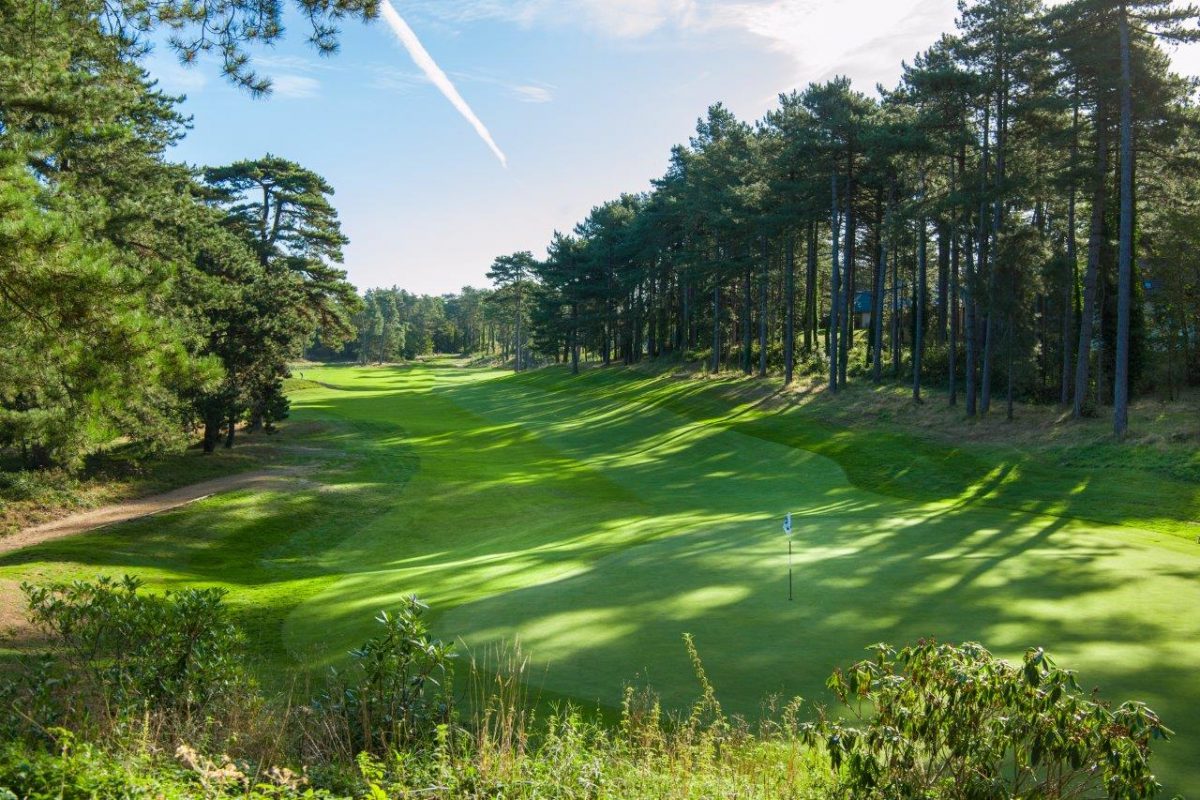 Above the green on Hardelot Les Dunes Golf course, France