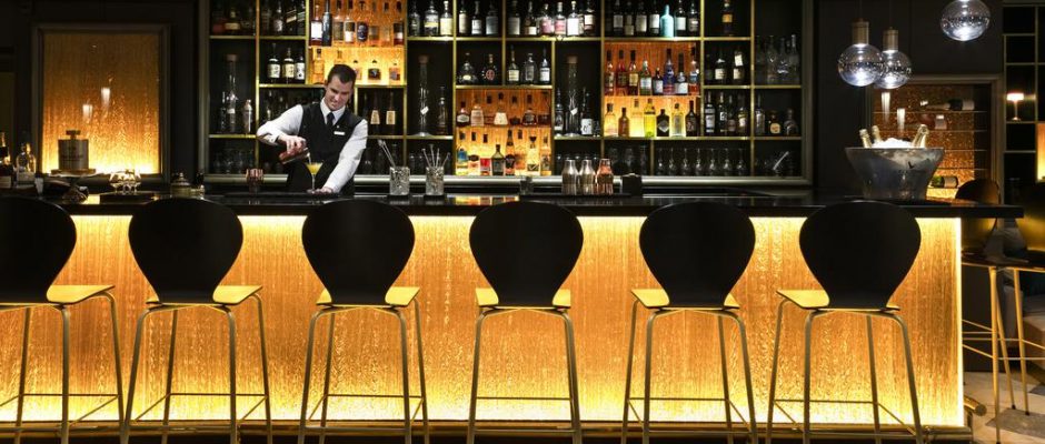 The bar at Hotel Barriere lâ€™Hermitage, La Baule, Brittany, France