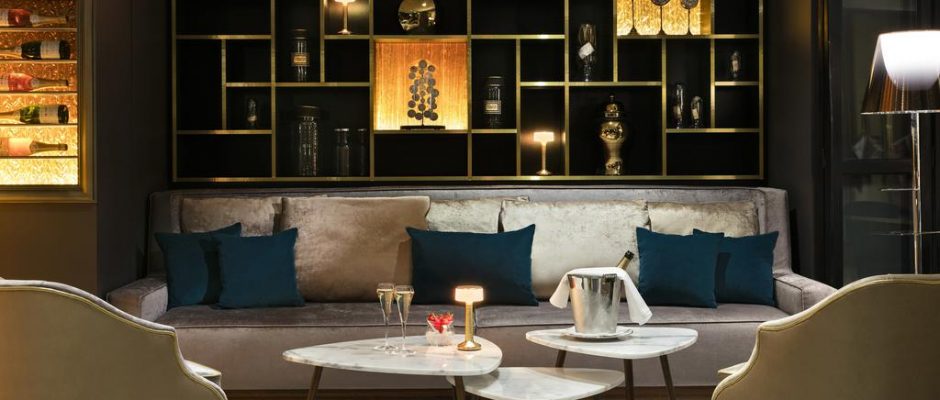 The bar at Hotel Barriere lâ€™Hermitage, La Baule, Brittany, France