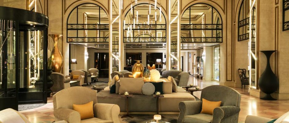 The lounge at Hotel Barriere L'Hermitage, La Baule, Brittany, France