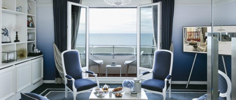 Seaview bedroom at Hotel Barriere lâ€™Hermitage, La Baule, Brittany, France