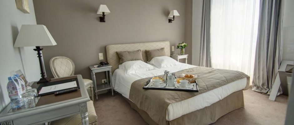 A bedroom at the Hotel de la Poste, Beaune, Burgundy, France
