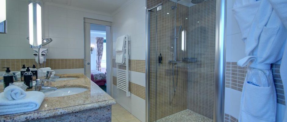 A hotel bathroom at the Hotel de la Poste, Beaune, Burgundy, France