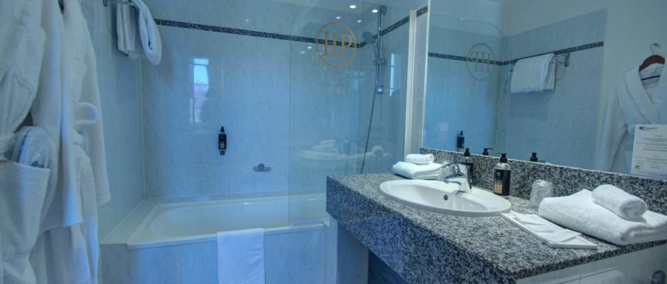 A hotel bathroom at the Hotel de la Poste, Beaune, Burgundy, France