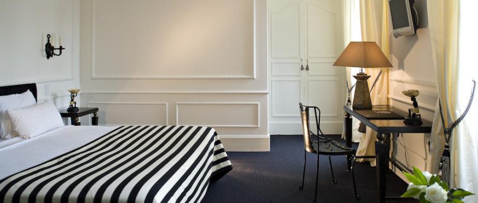 A bedroom at the Hotel de la Poste, Beaune, Burgundy, France