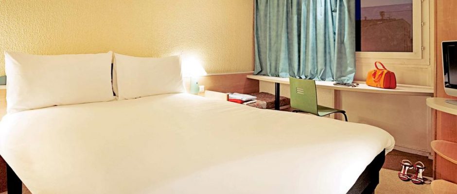 A double bedroom at Hotel Ibis Epernay Centre ville, Champagne, France