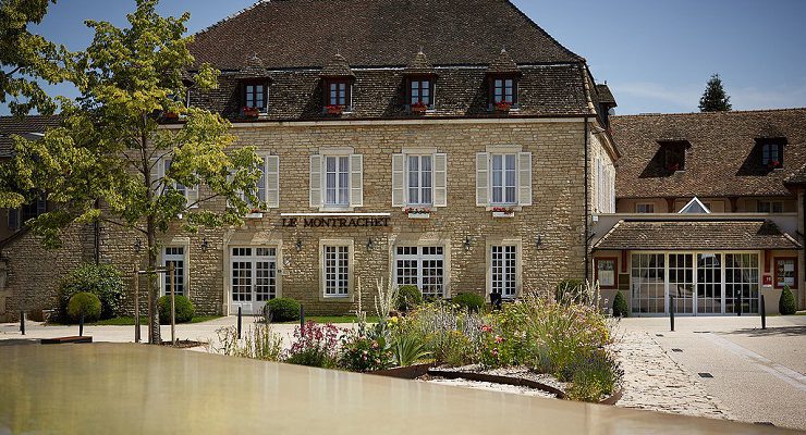 The exterior of Le Montrachet Hotel, near Beaune, Burgundy, France