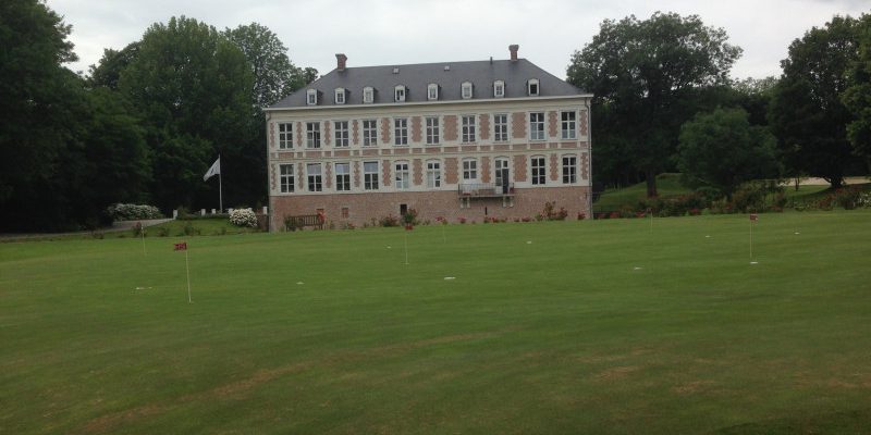 The practice green at Le Sart golf club, Lille, Northern France