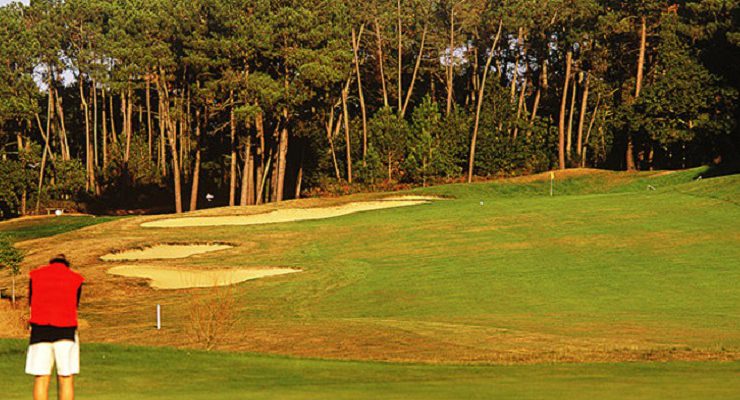 Approaching the green at Baden Golf Club, Brittany, France