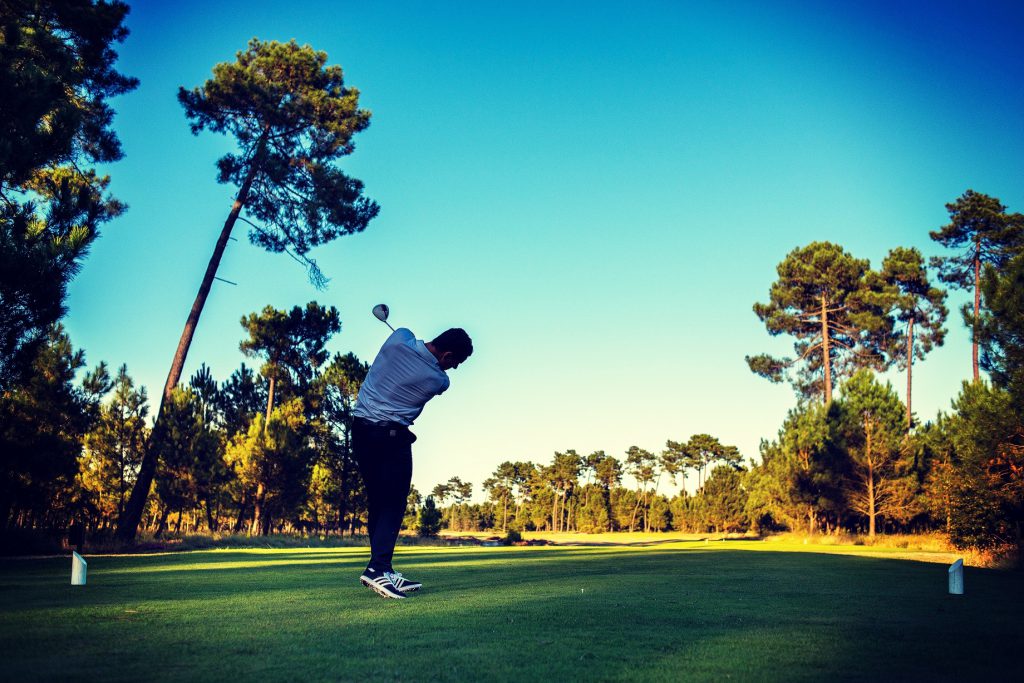 On the tee at Medoc Golf Club, Bordeaux, south west France
