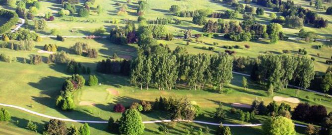 Aerial view of Chalon-sur-Saone Golf Club, near Beaune, Burgundy, France