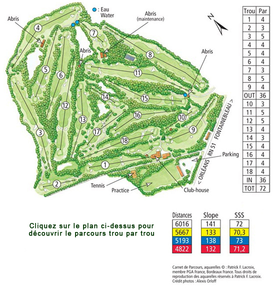 The layout of Fontainebleau Golf Course, south of Paris, France