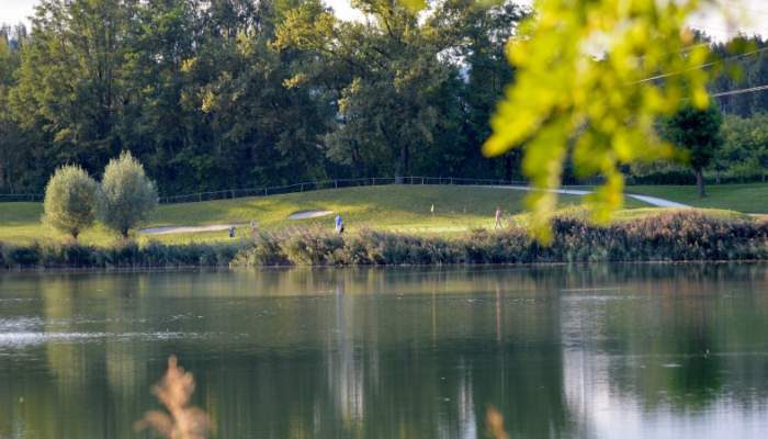 Over the water at Grenoble Charmeil Golf Club, France.
