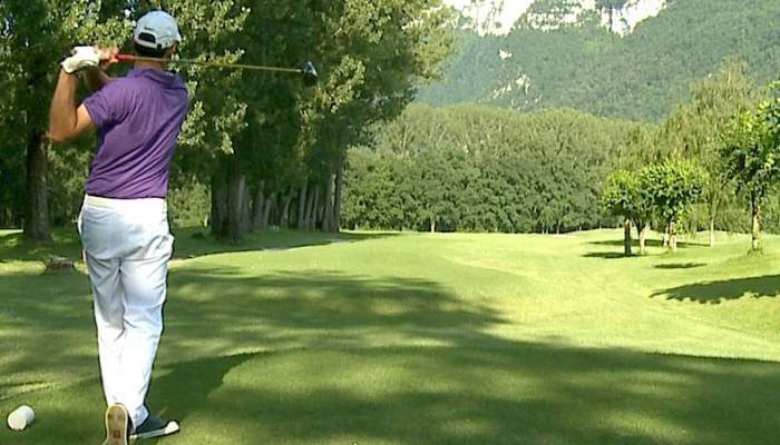 On the tee at Grenoble Charmeil Golf Club, France.