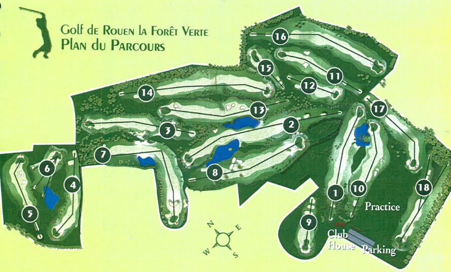 Map of Rouen La Foret Verte golf course, Normandy, France