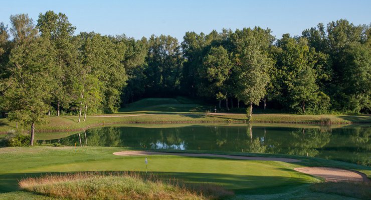 Over the water at Lyon Golf Club, Villette d'Anthon, France