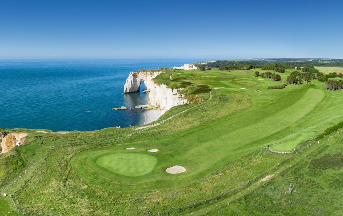 The fourth hole at Etretat Golf Club, Normandy, France