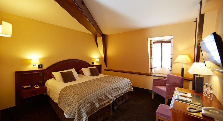 A bedroom at Le Montrachet Hotel, near Beaune, Burgundy, France
