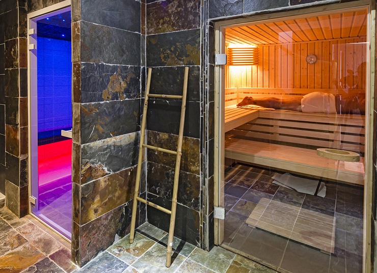 The sauna at Palmyra Golf Hotel, Cap d'Agde, South of France. Golf Planet Holidays.