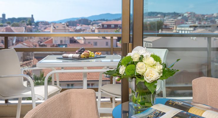Your balcony at Le Gray d'Albion Hotel, Cannes, South of France. Golf Planet Holidays.