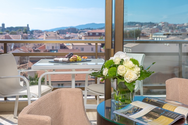 Your balcony at Le Gray d'Albion Hotel, Cannes, South of France. Golf Planet Holidays.