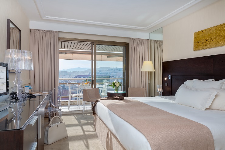 A double room at Le Gray d'Albion Hotel, Cannes, South of France. Golf Planet Holidays.