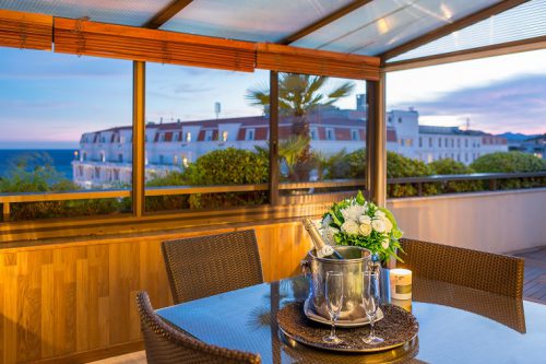 The rooftop bar at Le Gray d'Albion Hotel, Cannes, South of France. Golf Planet Holidays.