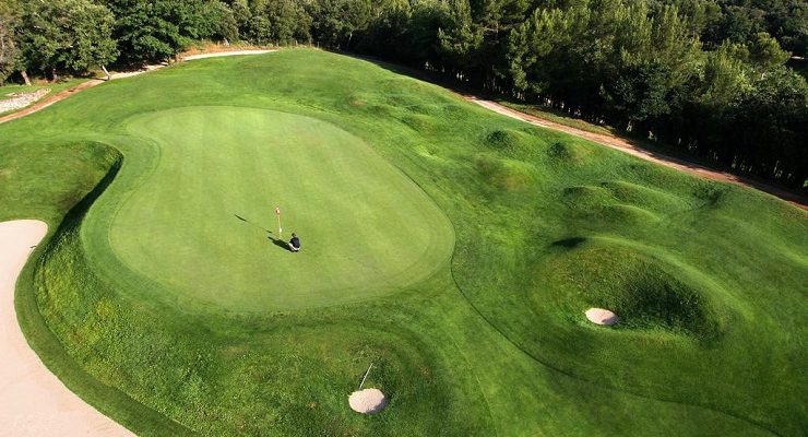 On the green at Golf de Barbaroux, Provence, France. Golf Planet Holidays.