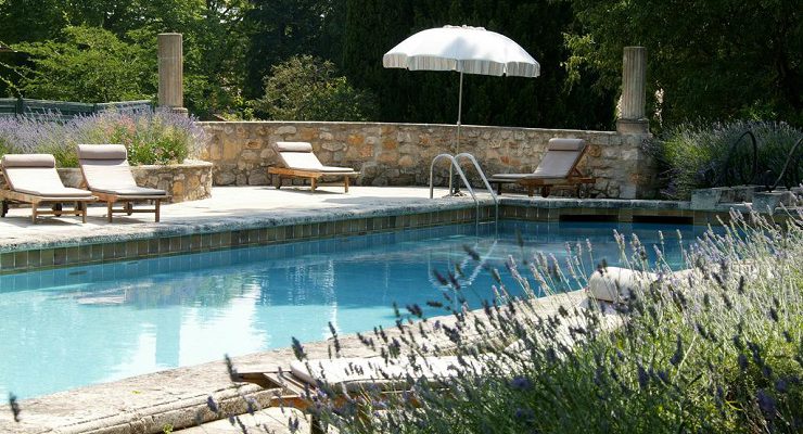 The swimming pool at Hostellerie de l'Abbaye de la Celle, Provence, France