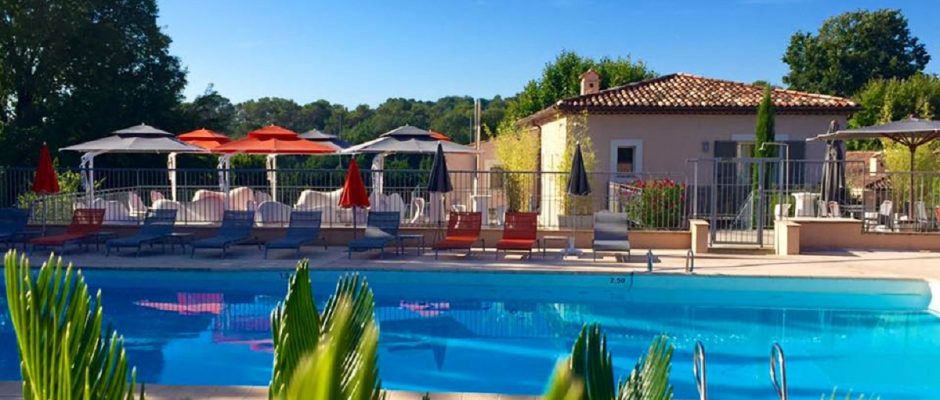 The outdoor pool area at Chateau de la Begude, near Valbonne, South of France Golf Planet Holidays
