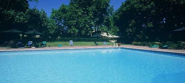 The large outdoor swimming pool at Moulin de Vernegues, Mallemort, France