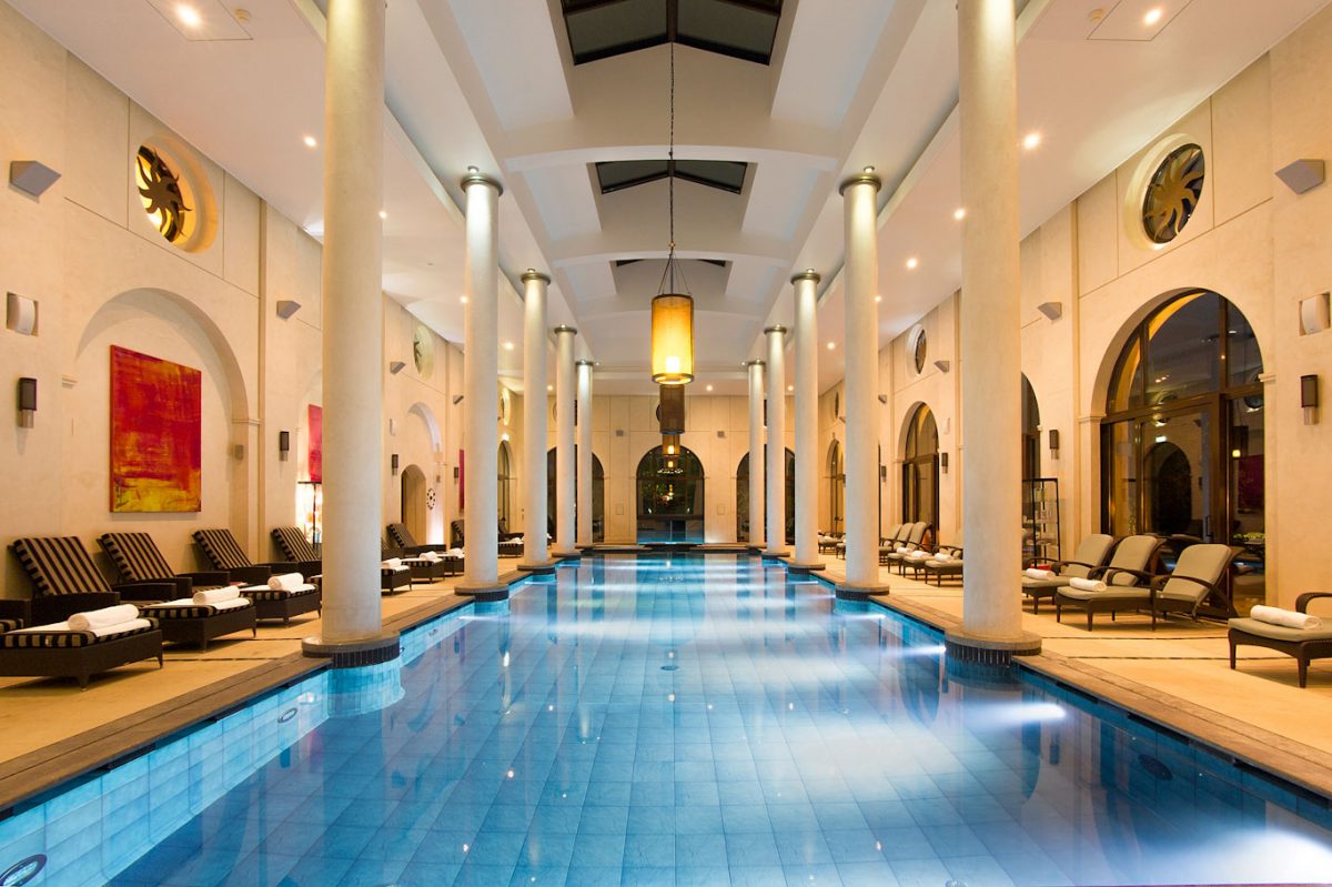 The indoor pool at Terre Blanche Golf Resort, Provence, France