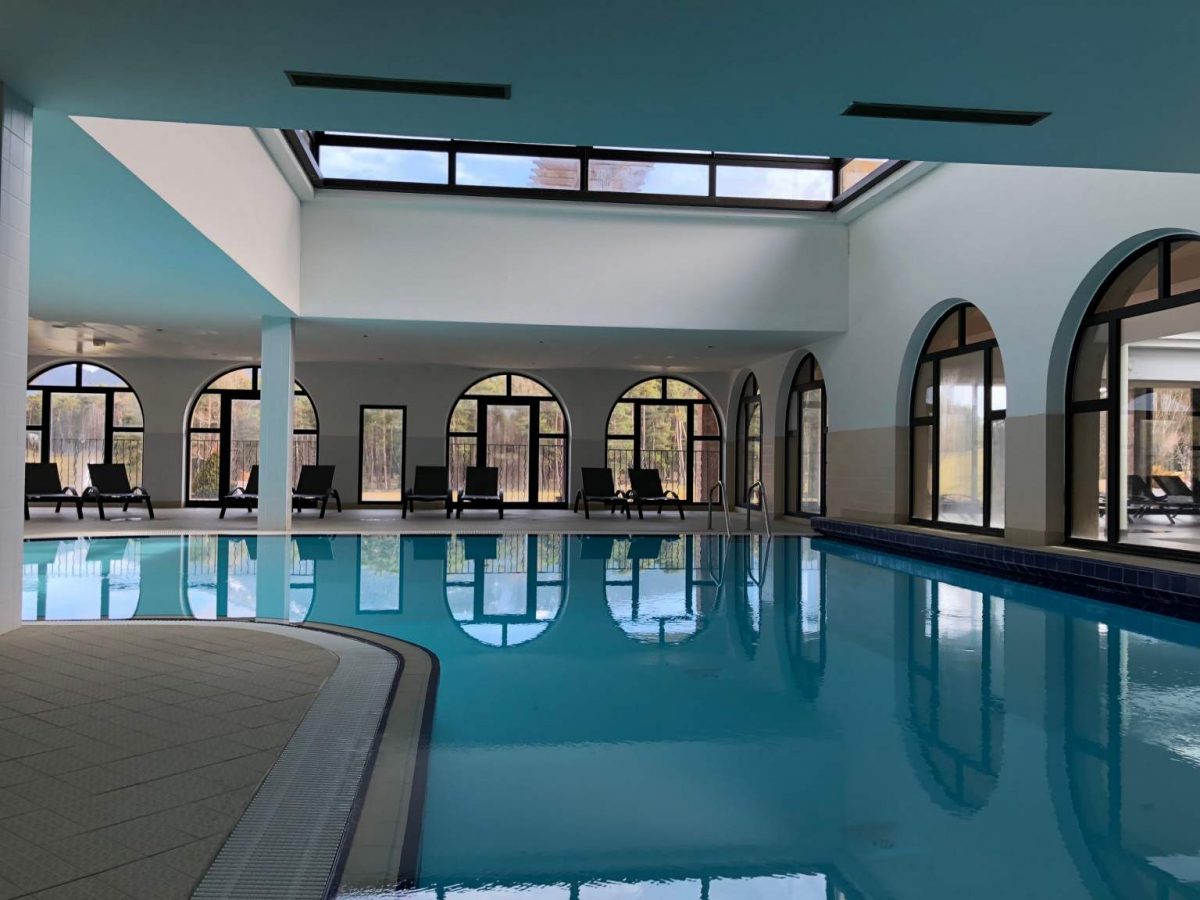 The indoor pool at Golf Chateau Taulane, near Grasse, South of France. Golf Planet Holidays.