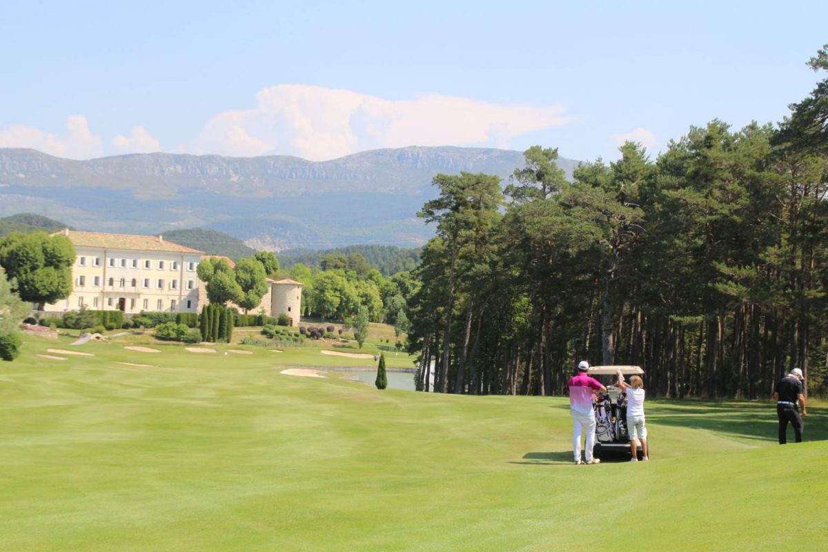 The golf wends its way round Golf Chateau Taulane, near Grasse, South of France. Golf Planet Holidays.