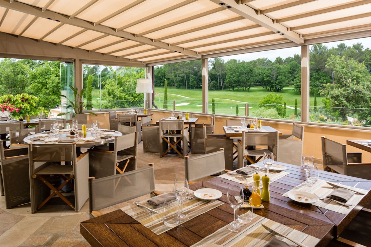 The clubhouse restaurant at Terre Blanche, South of France