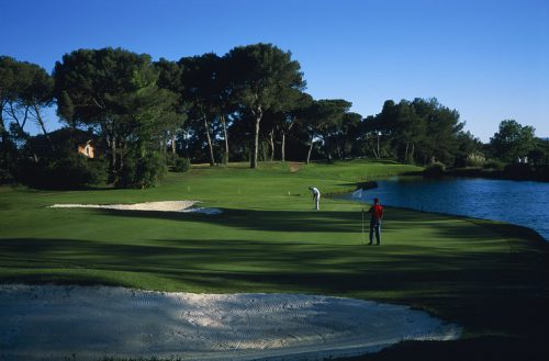 On the green at Esterel Golf Club, Valescure, South of France. Golf Planet Holidays.