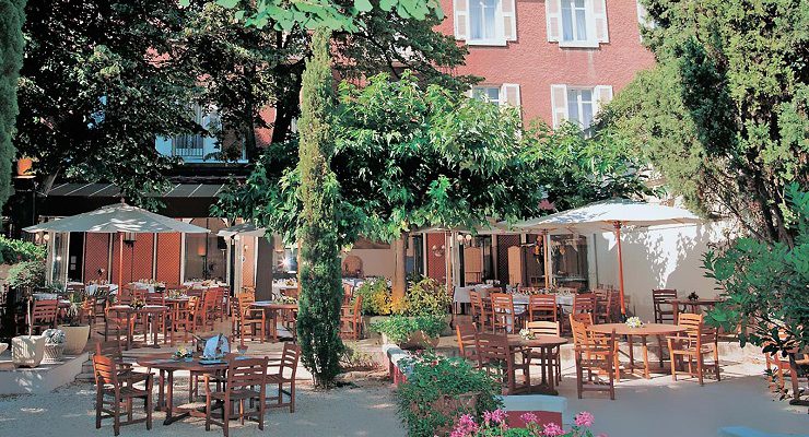 On the terrace at Hotel Imperator, Nimes, France. Golf Planet Holidays
