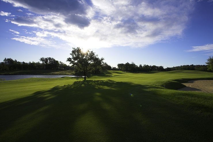 Le Château course at Terre Blanche with long shadows across the fairway