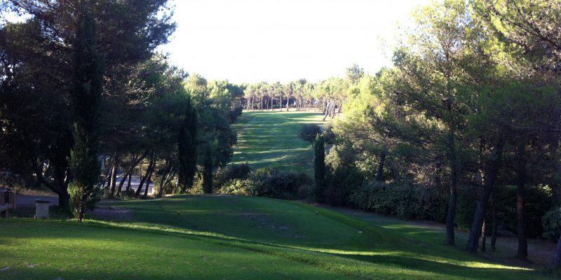 Elevated tee at Pont Royal Golf Club, south of France. Golf Planet Holidays