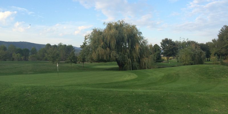 On the green at Sainte Baume Golf Club, Nans les Pins, Provence, France. Golf Planet Holidays.