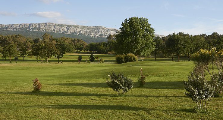 Stunning backdrop at Sainte Baume Golf Club, Nans les Pins, Provence, France. Golf Planet Holidays.