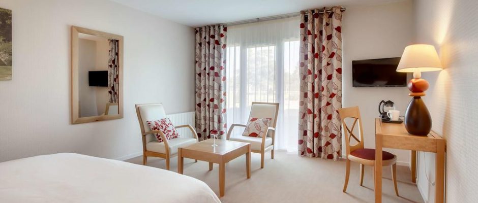 A large double room at Domaine des Ormes, near St Malo, Brittany, France. Golf Planet Holidays.
