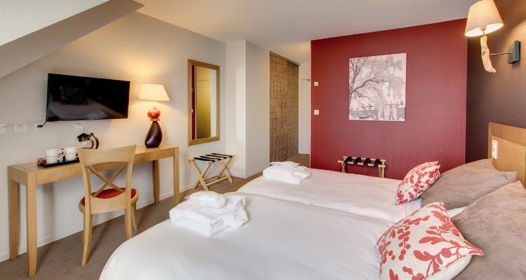 A large double room at Domaine des Ormes, near St Malo, Brittany, France. Golf Planet Holidays.