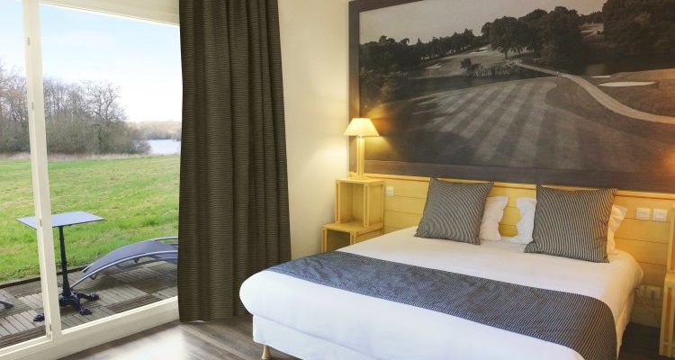 A double bedroom at Golf Hotel Saint Malo, Le Tronchet, Brittany, France