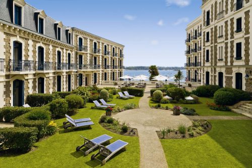 The gardens at Hotel Barriere Le Grand Hotel, Dinard, Brittany, France