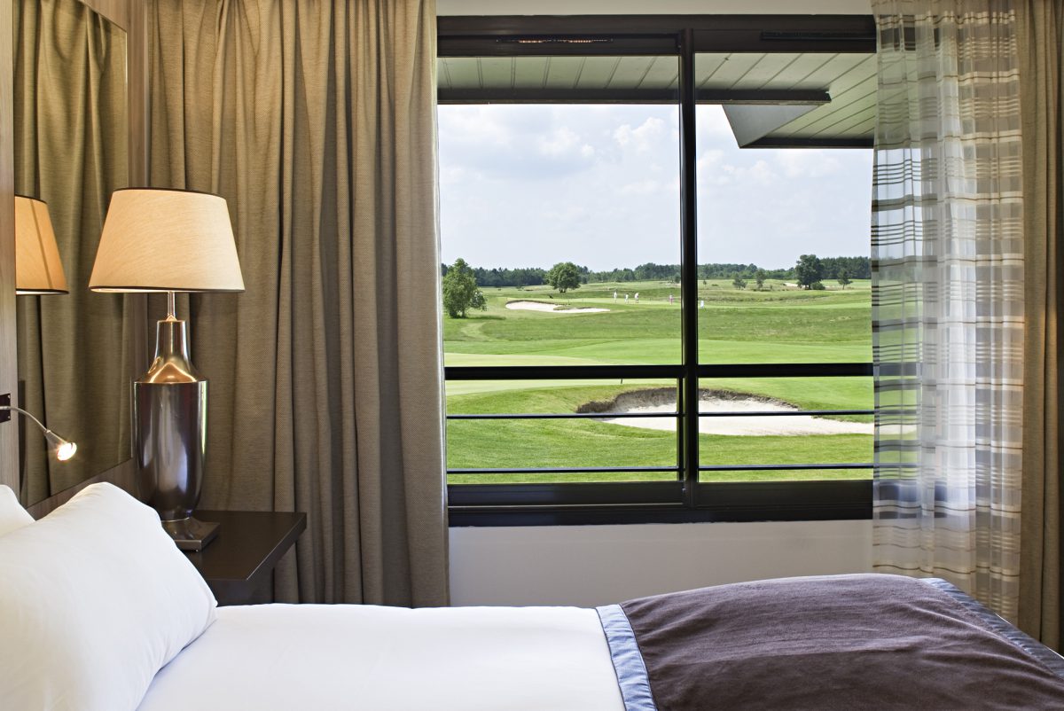 View from the room at Golf du Medoc Resort, Bordeaux, France. Golf Planet Holidays