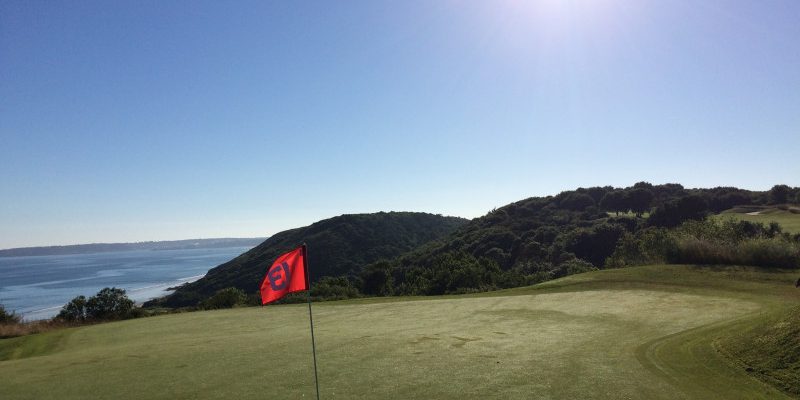 The thirteenth green at Pleneuf Val Andre Golf Club, Brittany, France. Golf Planet Holidays